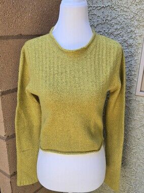 U2 Vintage Lambswool Angora Women's Mustard Yellow Crewneck Sweater